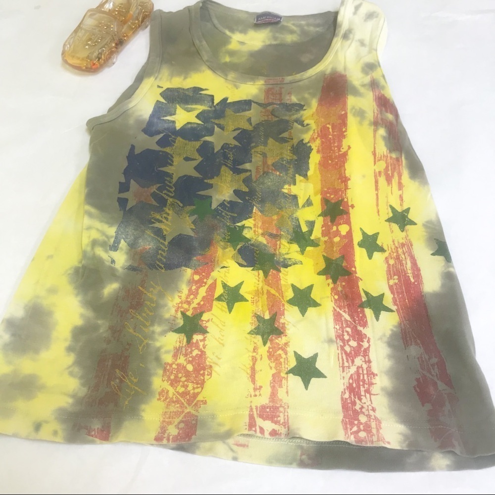 American Colors grunge Flag Sunrise Tie dye Tank top large